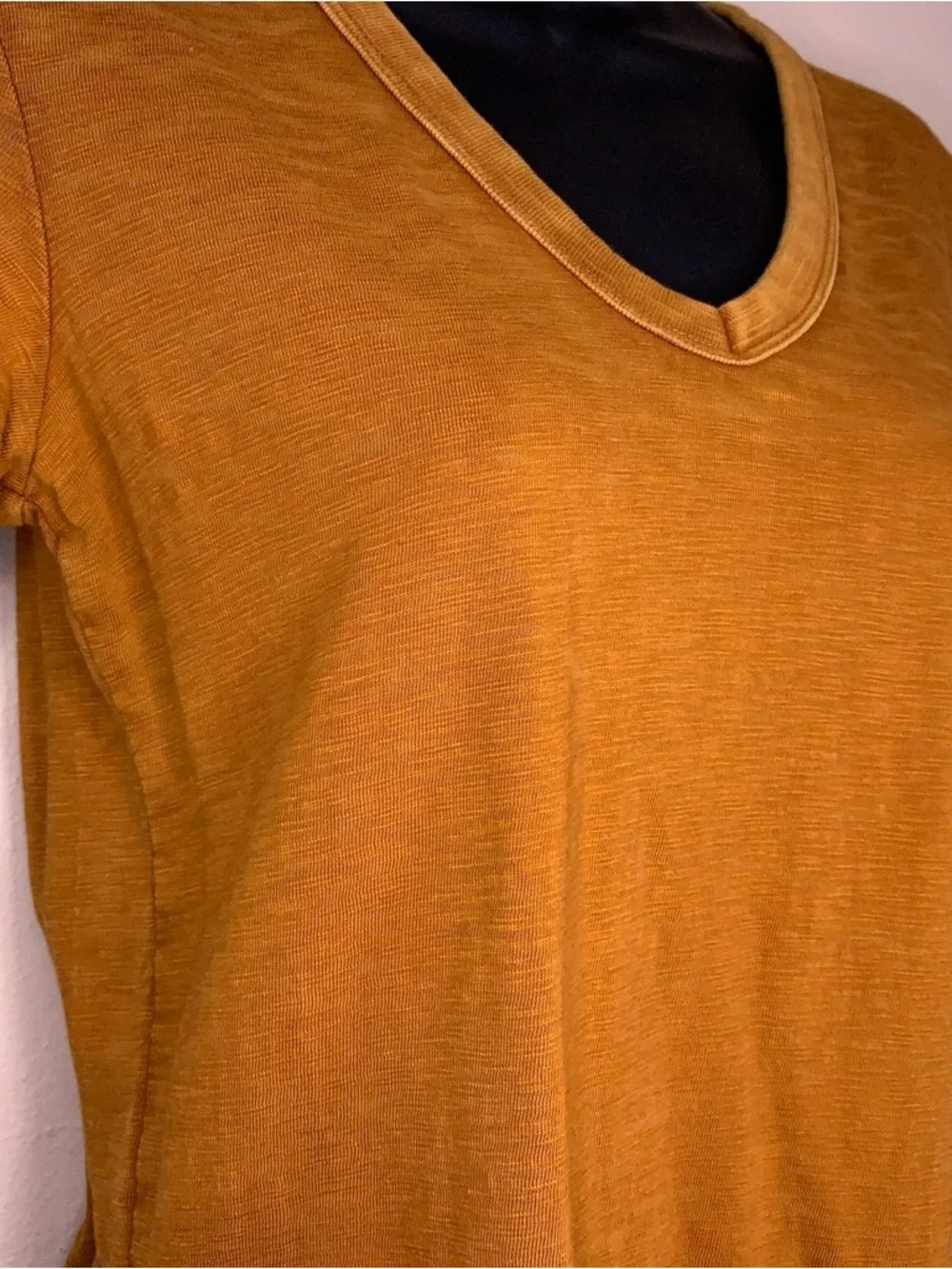 XS Universal Thread Mustard Yellow Dress Vneck Short Sleeve Cotton Stretch